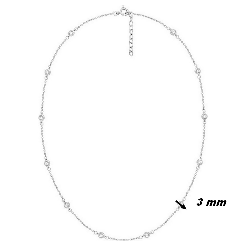 Collier femme argent oxydes délicat et lumineux, diamètre