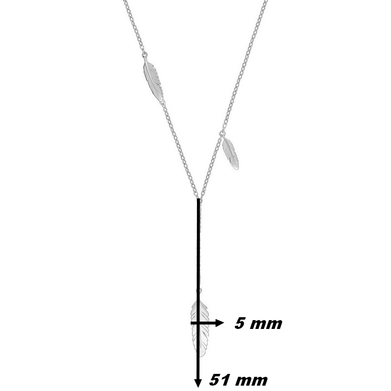 Collier Femme Argent rhodié Plumes Bohême, dimensions