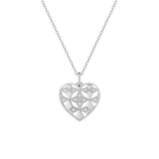 Collier Femme Cœur Argent et Oxydes design