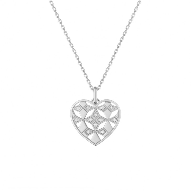 Collier Femme Cœur Argent et Oxydes design