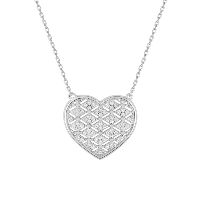 Collier Femme Argent et Oxydes Cœur élégant