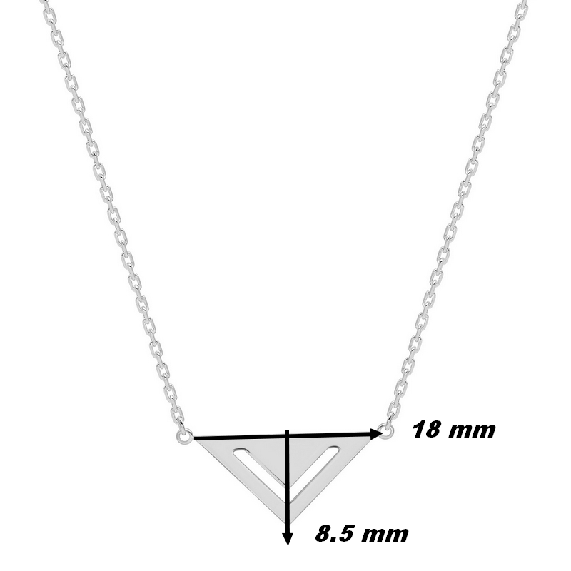 Collier femme triangle argent rhodié – Bijou moderne et élégant, dimensions