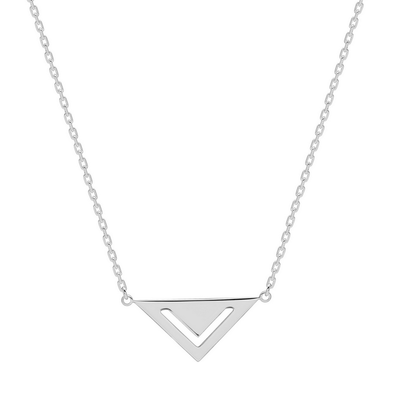 Collier femme triangle argent rhodié – Bijou moderne et élégant