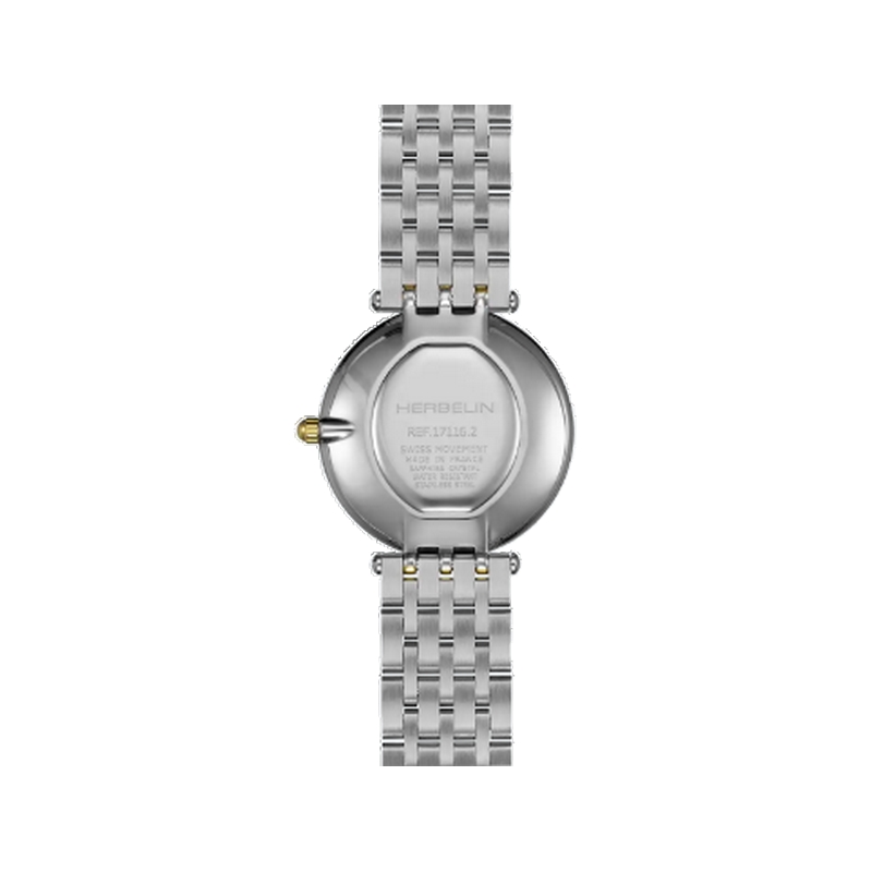 Montre Femme EPSILON HERBELIN Diamants 17116BT68Y19 Nacre et Acier inoxydable bicolore, dos.