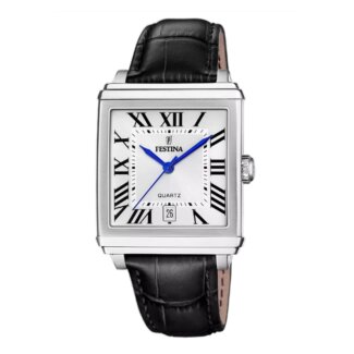Montre Homme FESTINA rectangulaire Cuir noir et Acier F20681/1