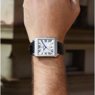 Montre Homme FESTINA rectangulaire Cuir noir et Acier F20681/1 porté
