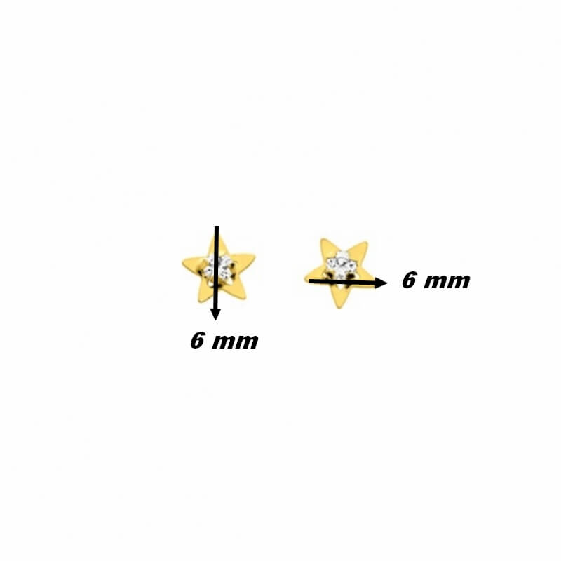 Boucles d’oreilles Étoile Or jaune et Oxydes, dimensions