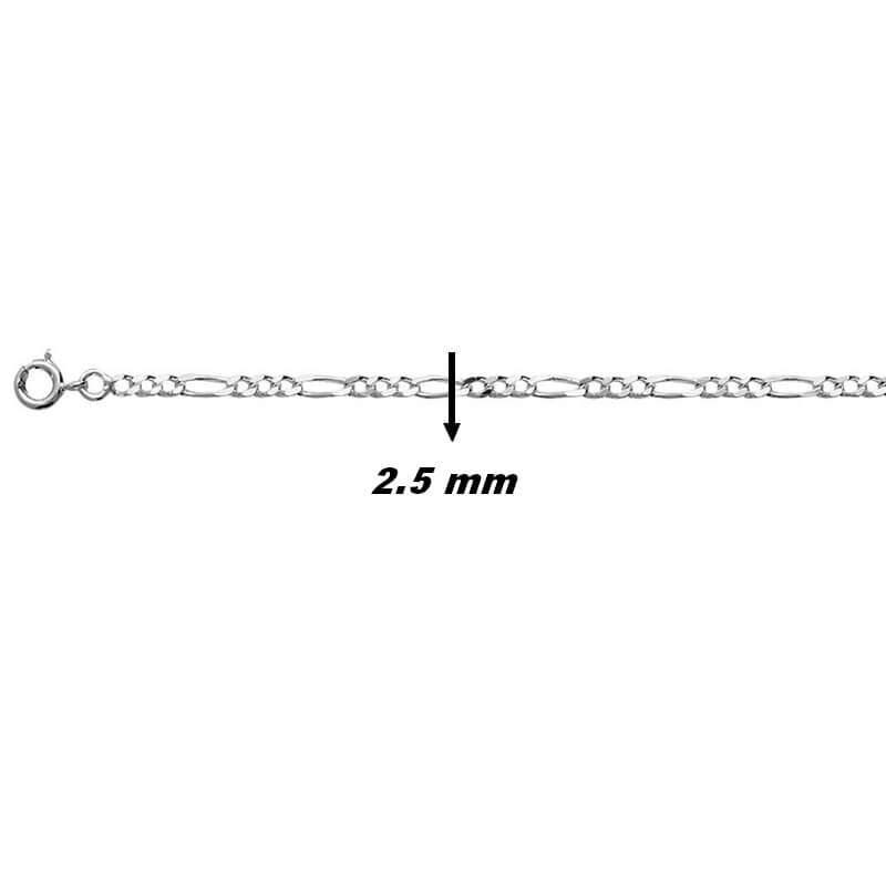 Chaîne maille alternée 1+3 Argent 2.5 mm, largeur