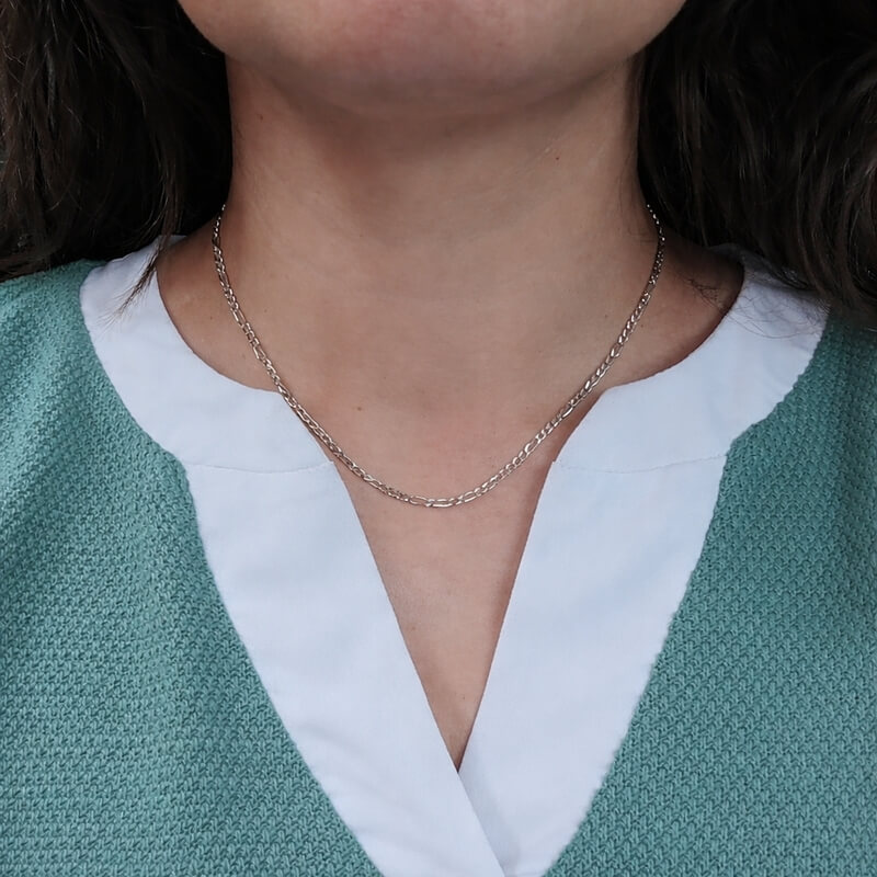 Chaîne maille alternée 1+3 Argent 2.5 mm portée