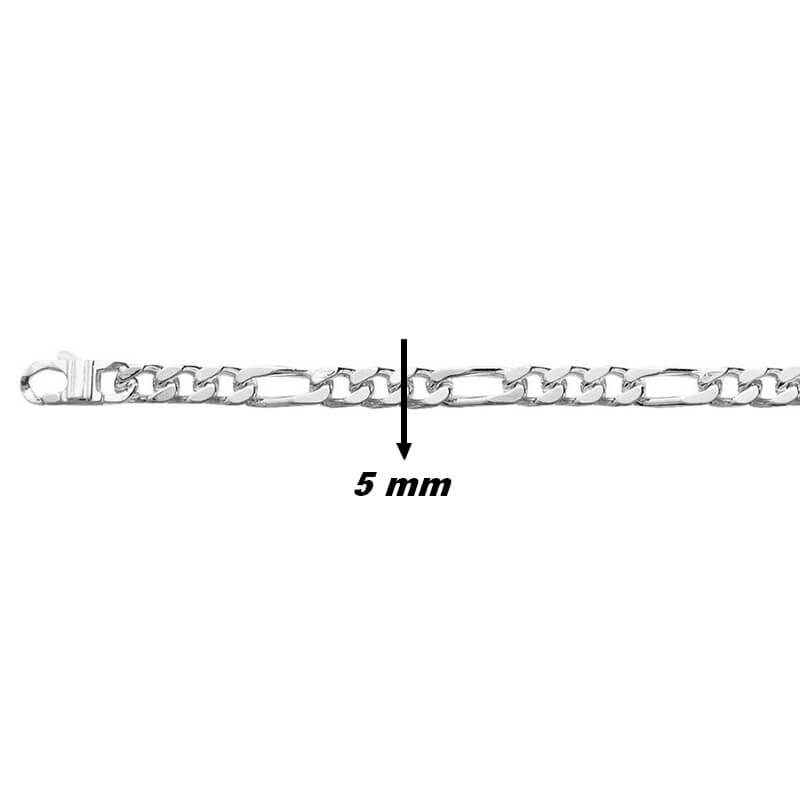 Chaîne Argent homme 1+3 alternée 5 mm, largeur