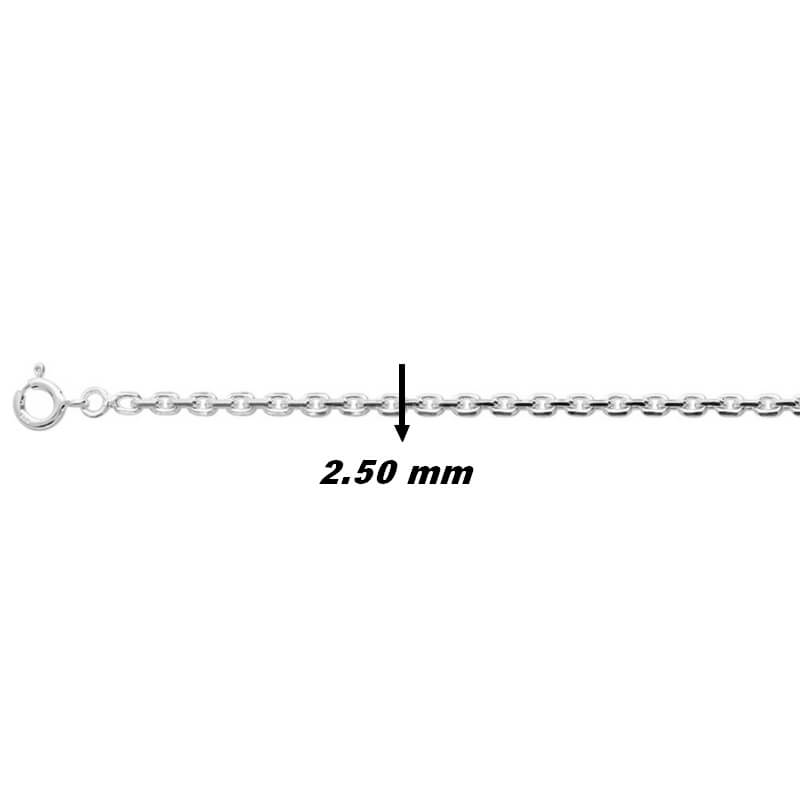Chaîne homme forçat argent 2.5 mm – longueur 55 cm idéale. Solide, élégante et moderne. Parfaite au quotidien. Livraison rapide., largeur