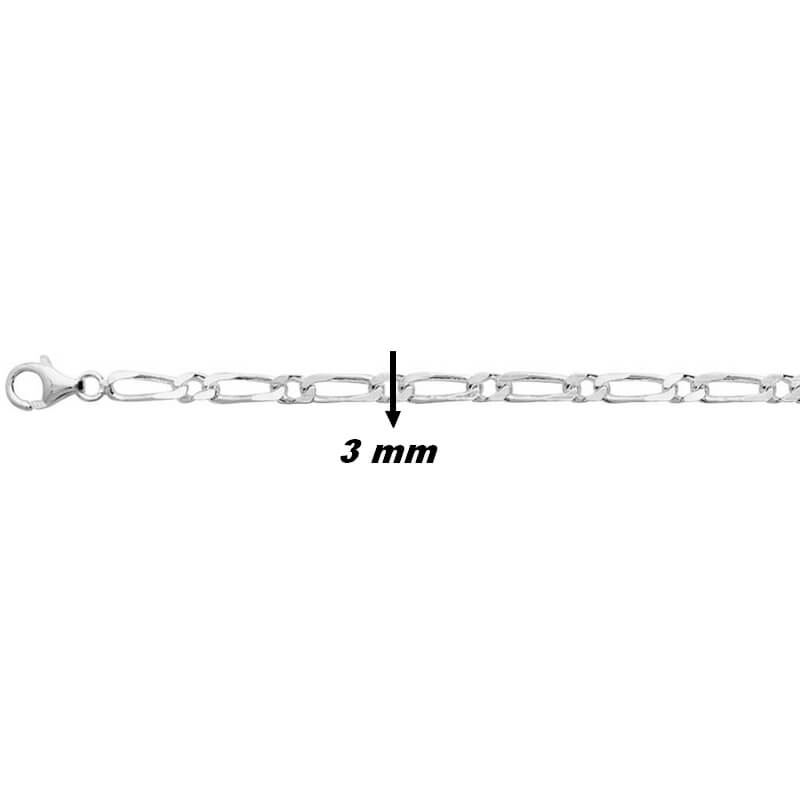 Chaîne Homme Alternée 1+1 Argent 3 mm – Style Moderne et Masculin, largeur