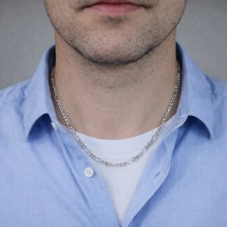 Chaîne maille alternée 1+3 Homme Argent 4 mm – Élégance moderne et style affirmé portée