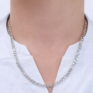 Chaîne Argent homme 1+3 alternée 5 mm portée