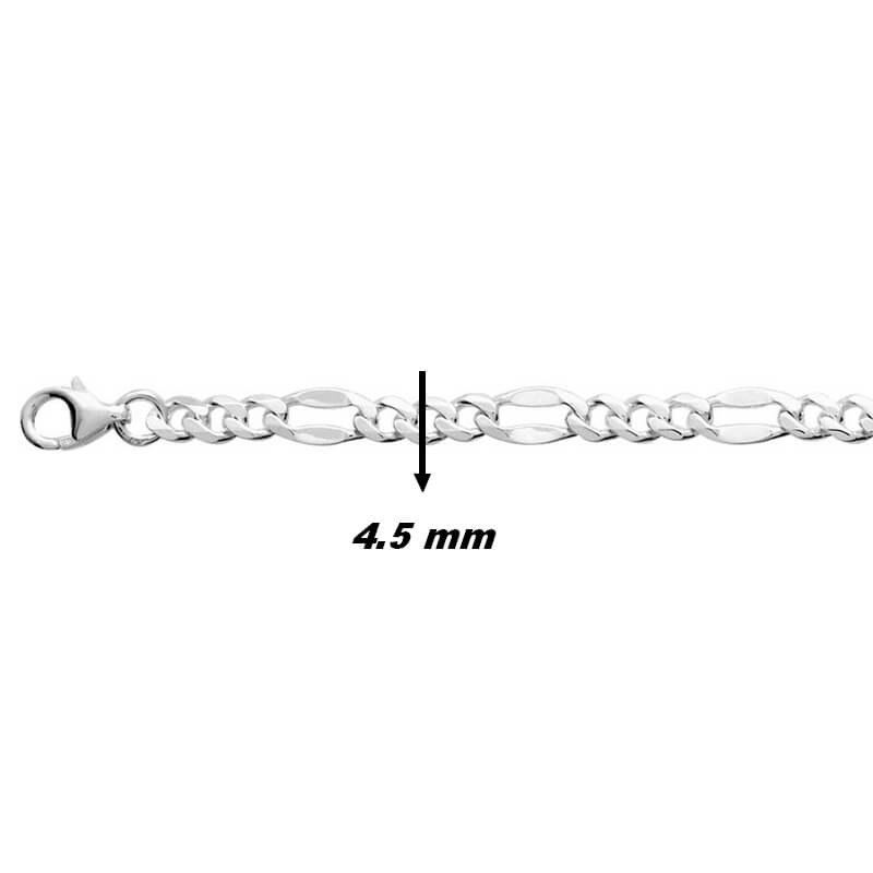 Chaîne Homme alternée Argent 4.5 mm – Style Moderne et Élégance Masculine, largeur.