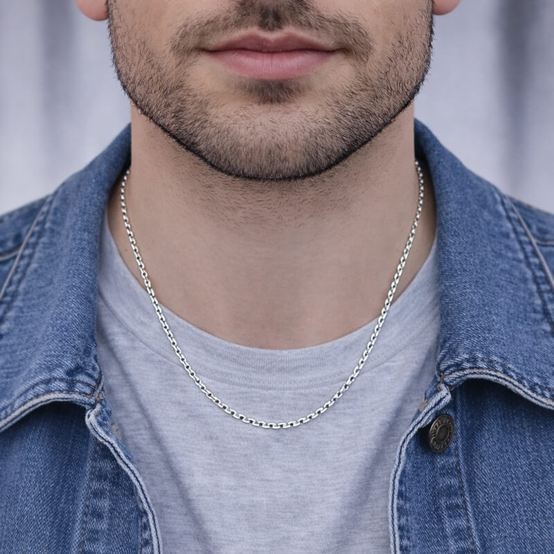 Chaîne Forçat Mixte Argent 2.85 mm portée, homme