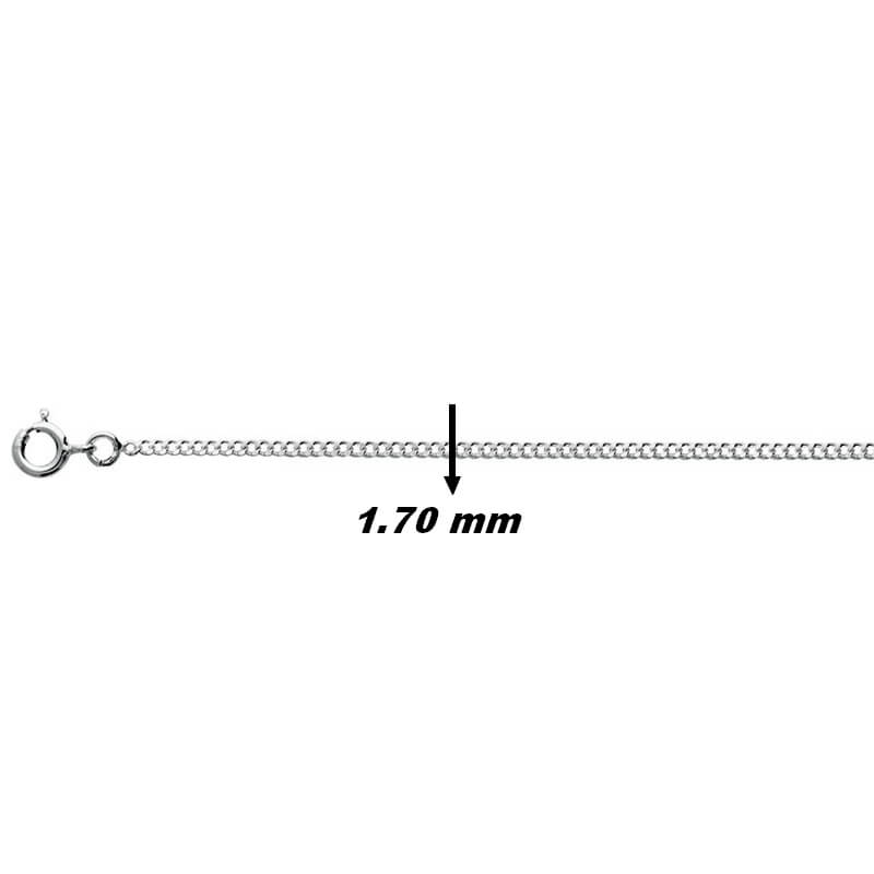 Chaîne mixte maille gourmette Argent 1.70 mm élégante, largeur