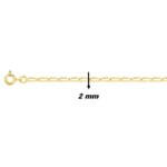 Chaîne Homme maille cheval or jaune 2 mm, largeur