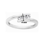Bague de Fiançailles trilogie Argent rhodié et Oxydes ROBBEZ MASSON, largeur.