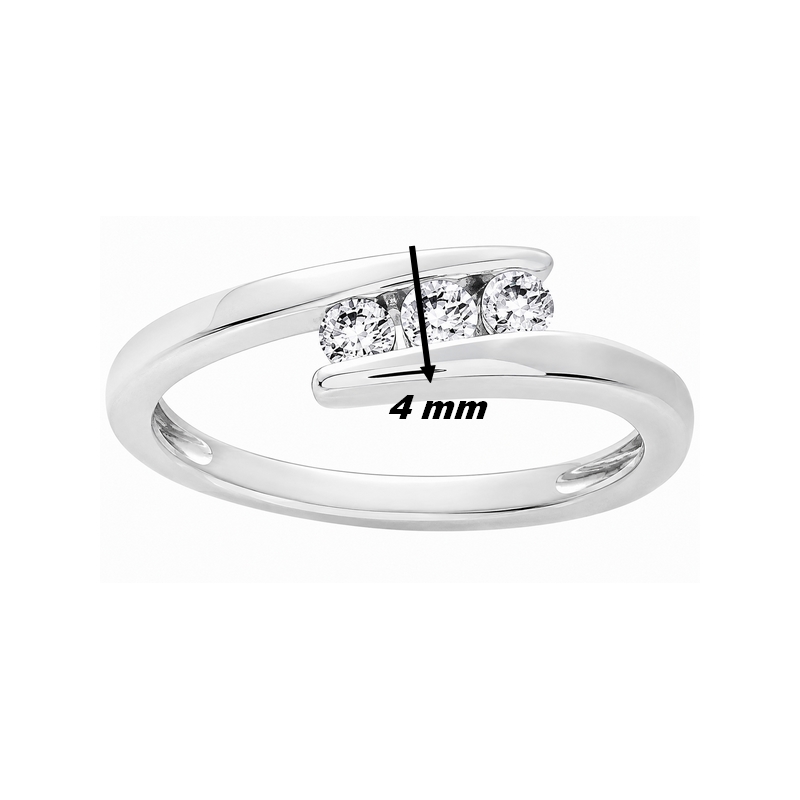 Bague de Fiançailles trilogie Argent rhodié et Oxydes ROBBEZ MASSON, largeur.