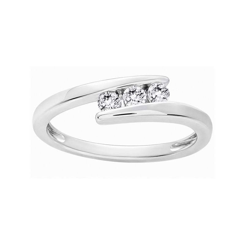 Bague de Fiançailles trilogie Argent rhodié et Oxydes ROBBEZ MASSON