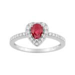 Bague Cœur Or blanc, Diamants et Rubis CHRISTIAN BERNARD