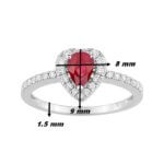 Bague Cœur Or blanc, Diamants et Rubis CHRISTIAN BERNARD, dimensions