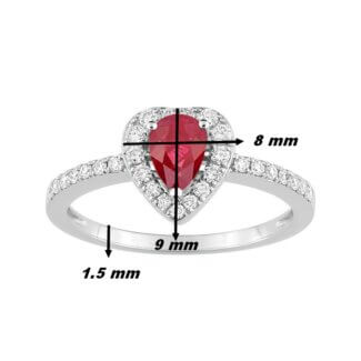 Bague Cœur Or blanc, Diamants et Rubis CHRISTIAN BERNARD, dimensions
