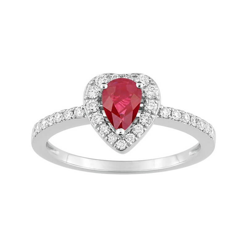 Bague Cœur Or blanc, Diamants et Rubis CHRISTIAN BERNARD