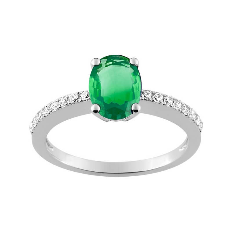 Bague Or blanc, Emeraude Diamants CHRISTIAN BERNARD