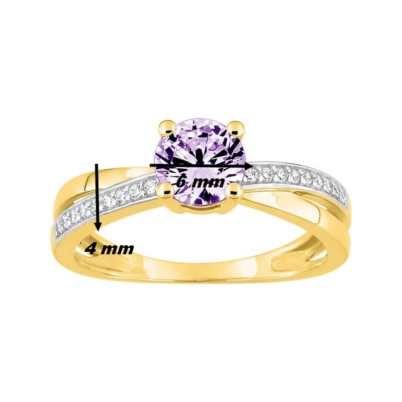 Bague Or jaune, Améthyste et Oxydes ROBBEZ MASSON, dimensions.