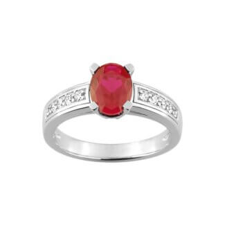 Bague Or blanc, Diamants et Rubis CHRISTIAN BERNARD