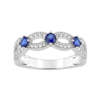 Bague Or blanc, Diamants et Saphirs CHRISTIAN BERNARD
