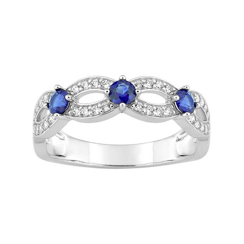 Bague Or blanc, Diamants et Saphirs CHRISTIAN BERNARD