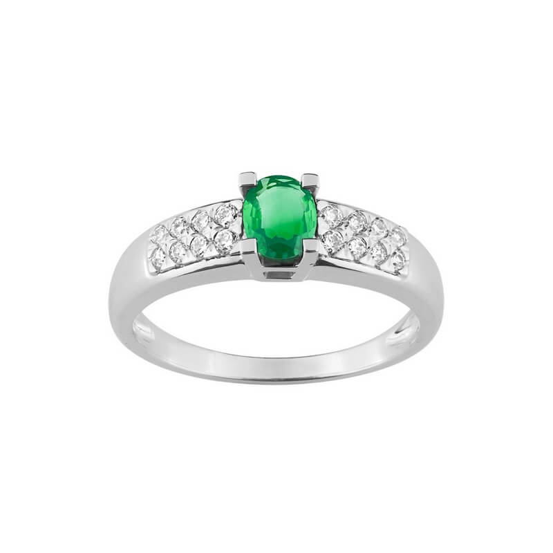 Bague Or blanc, Diamants et Emeraude ROBBEZ MASSON