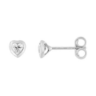 Boucles d'oreilles Cœur Femme Or blanc et Oxydes ROBBEZ MASSON