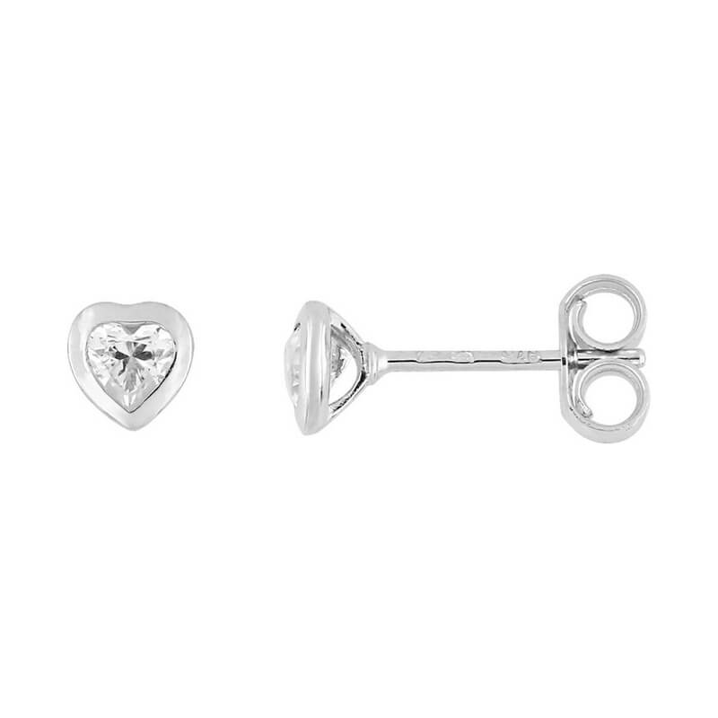 Boucles d'oreilles Cœur Femme Or blanc et Oxydes ROBBEZ MASSON