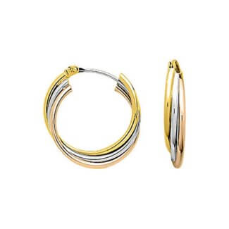 Boucles d'oreilles créoles 3 Ors Femme 750/1000 ROBBEZ MASSON
