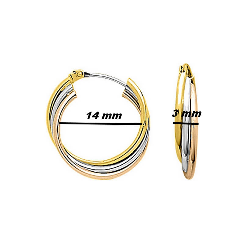 Boucles d'oreilles créoles 3 Ors Femme 750/1000 ROBBEZ MASSON, dimensions
