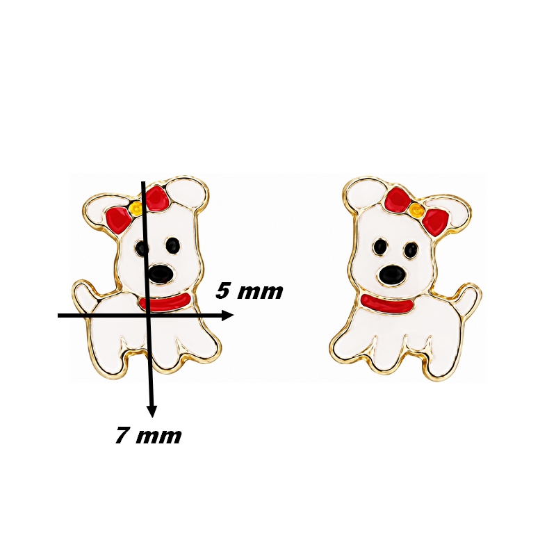 Boucles d'oreilles Enfant Or jaune chien ROBBEZ MASSON, dimensions