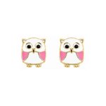 Boucles d'oreilles Enfant Or jaune chouette ROBBEZ MASSON