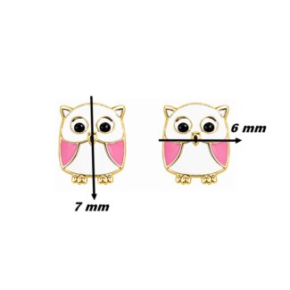 Boucles d'oreilles Enfant Or jaune chouette ROBBEZ MASSON, dimensions