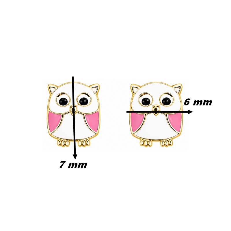 Boucles d'oreilles Enfant Or jaune chouette ROBBEZ MASSON, dimensions