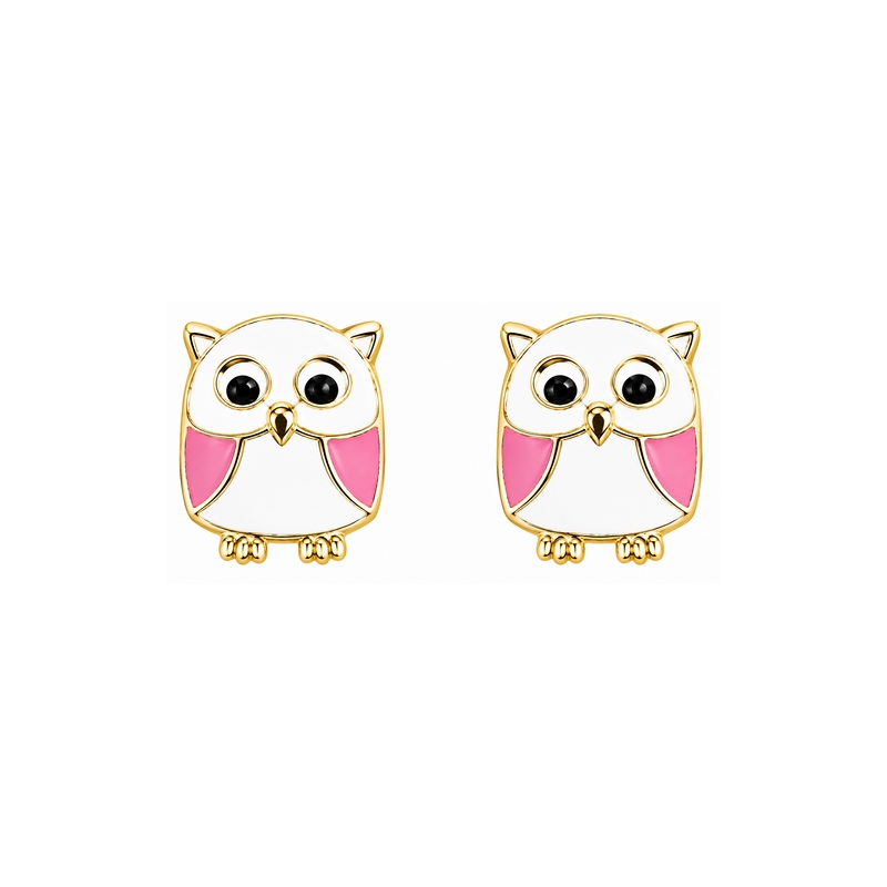 Boucles d'oreilles Enfant Or jaune chouette ROBBEZ MASSON