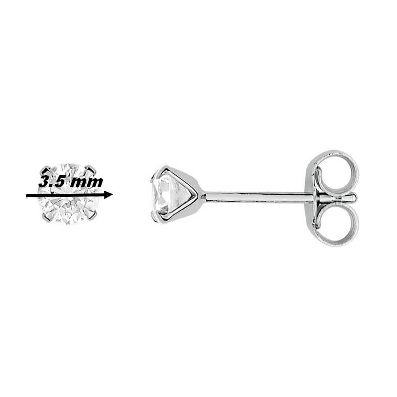 Boucles d'oreilles Femme 3.5 mm Or blanc et Oxydes ROBBEZ MASSON, diamètre