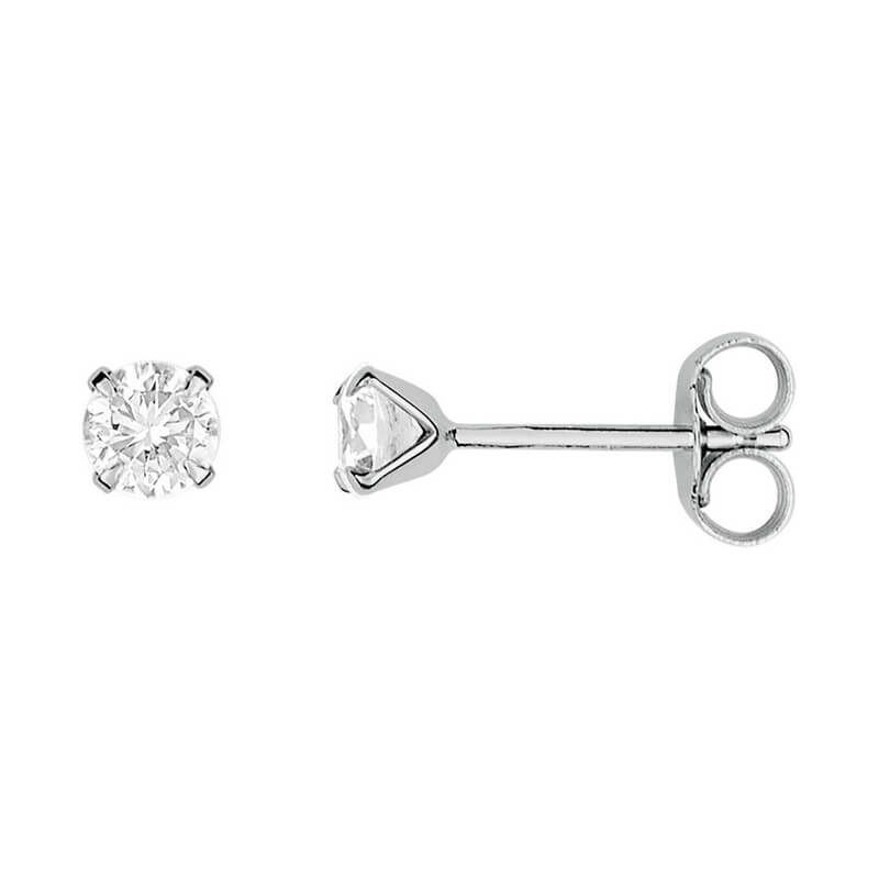 Boucles d'oreilles Femme 3.5 mm Or blanc et Oxydes ROBBEZ MASSON