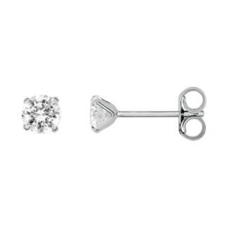 Boucles d'oreilles Femme 4 mm Or blanc et Oxydes ROBBEZ MASSON