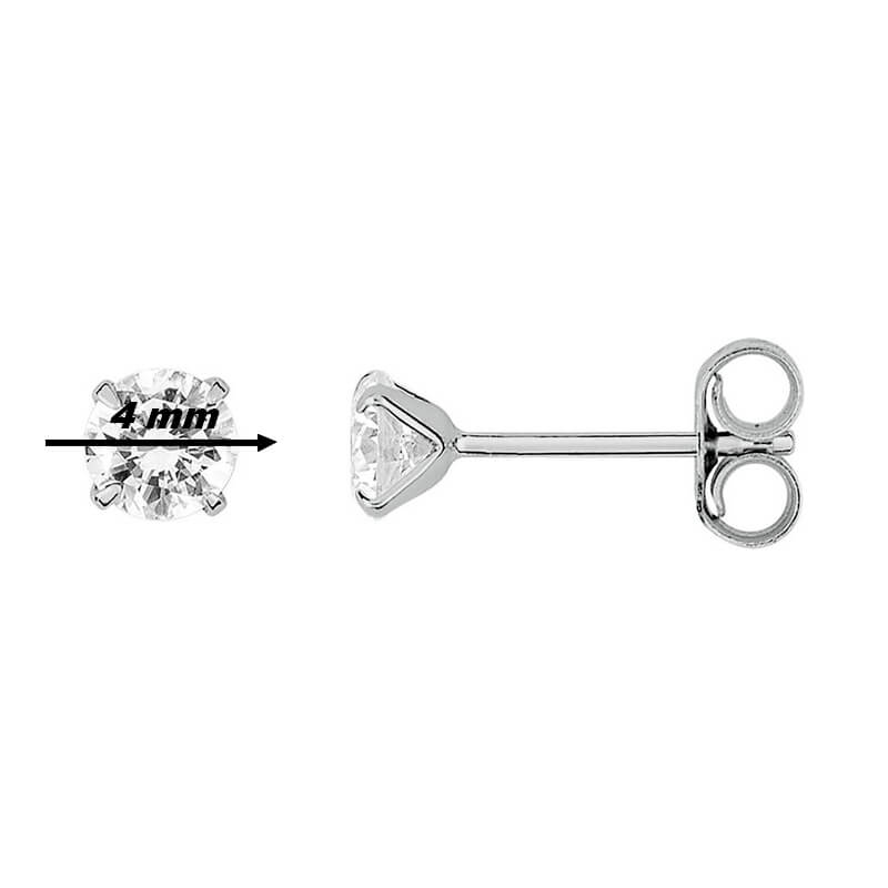 Boucles d'oreilles Femme 4 mm Or blanc et Oxydes ROBBEZ MASSON, diamètre