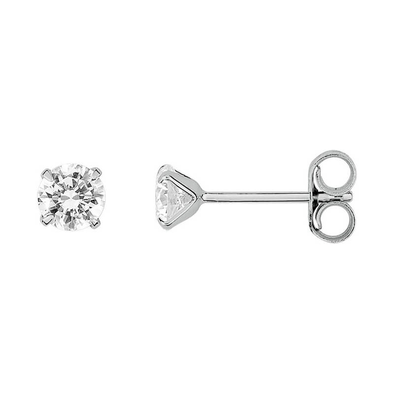Boucles d'oreilles Femme 4 mm Or blanc et Oxydes ROBBEZ MASSON