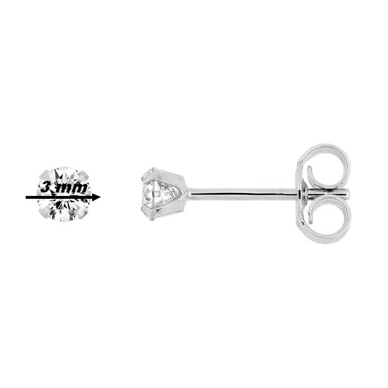 Boucles d'oreilles Femme 3 mm Or blanc et Oxydes ROBBEZ MASSON, diamètre